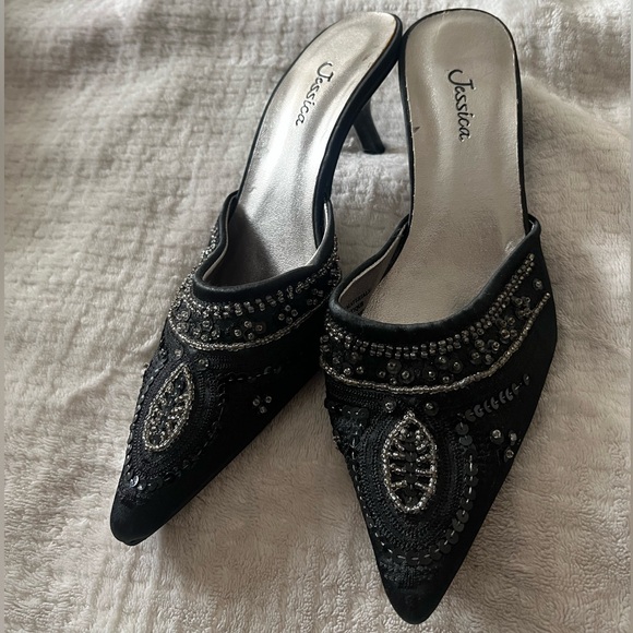 Jessica Black Sequin Women's Mules size 6.5 - Picture 4 of 6